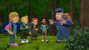 Sarah, James, Norman und Mandy verirren sich mit Gareth im Wald.