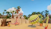 Minus Drei und Lucy versuchen sich als Pflanzensitter für die fleischfressende Pflanze Venus.
