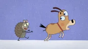 Lenas Hund weiß nicht, was in den Igel gefahren ist. Er verfolgt ihn schon die ganze Zeit.