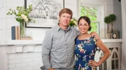Hosts Chip and Joanna Gaines in the newly remodeled living room, as seen on Fixer Upper. (Portrait)