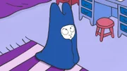 Gut getarnt versucht sich Simon mitten in der Nacht aus dem Haus zu schleichen, um im Baumhaus zu übernachten.