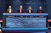 Die Kandidat:innen der Sendung (v.l.n.r. am Panel): Michelle Groß, Tim Hoferichter, Anja Bublitz, Elmar Hilgers.