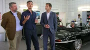 Die Kommissare Stadler (Dieter Fischer, l.) und Hansen (Igor Jeftic, r.) befragen Marcus Kempe (Matthias Beier, M.), der den Toten gefunden hat.