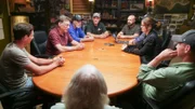 Peter Fornetti (l.), Marty Lagina (2.v.l.), Rick Lagina (3.v.l.), Jack Begley (4.v.r.)