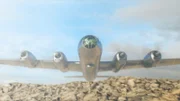 B-29 fliegt im Tiefflug über den Pazifischen Ozean.