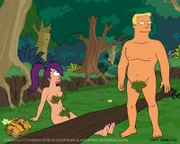 Zapp Brannigan (r.) und Leela (l.) sind während eines Einsatzes auf einer einsamen Insel auf der Erde gelandet. Er erzählt ihr, dass die Erde zerstört ist und sie die letzten beiden Menschen sind. So will er sie dazu bringen, mit ihm zu schlafen ...