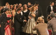 BONES: In an episode that reimagines the Jeffersonian and FBI teams in 1950s Hollywood, Brennan plays an LAPD detective, and Booth is a notorious jewel thief who is far more than he seems to be. When Booth is framed for a murder, he and Brennan team up to clear his name and find the killer in the "The 200th in the 10th" 200th episode of BONES airing Thursday, Dec. 11 (8:00-9:00 PM ET/PT) on FOX. Pictured L-R: Emily Deschanel and David Boreanaz.