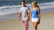 Adam(left) and Whitney(right) reviewing houses to make a decision on which house to purchase St. George Island HGTV How Close I Can Beach