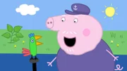 Opa Wutz (r.) schickt Polly Piepmatz los, um Hilfe zu holen.