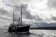 Orkney, Scotland - Karin dive boat sets out on her mission to assist divers to explore the wrecks of Scapa Flow. The harbor still holds 7 wrecks from the 52 ships that were scuttled by the Germans in June 1919 (Justine Allan/MSPTV)