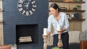 As seen on Fixer Upper, Joanna Gaines in the Phipps' remodeled living room. (behind-the-scenes)