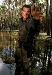 AUSTRALIA-ARNHEMLAND-MAY 25, 2010: Photo of Bear Grylls filming in Crocodile infested waters at Mount Borradaile, situated near the Cooper Creek floodplain in north-western Arnhemland on Tuesday May 25, 2010. PHOTOS: LUIS ENRIQUE ASCUI