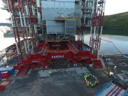 Fagioli’s skid shoes begin moving the headquarters into position