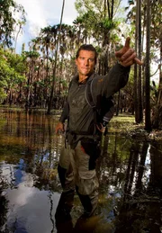 AUSTRALIA-ARNHEMLAND-MAY 25, 2010: Photo of Bear Grylls filming in Crocodile infested waters at Mount Borradaile, situated near the Cooper Creek floodplain in north-western Arnhemland on Tuesday May 25, 2010. PHOTOS: LUIS ENRIQUE ASCUI