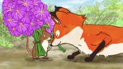 Auch der Fuchs bekommt einen Blumenstrauß.