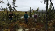 The Lewis' sisters (left to right): Sarah Lewis, Molly Lewis & Emma Lewis walking through the Alaska Wilderness.