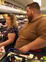 Randy shopping at the grocery store with his sister Danielle.