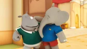 Rhudi und Badou wollen zusammen nach dem gestohlenen Rhinozer-Rubin suchen.