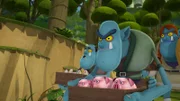 Die Oger stehlen das Essen der Dorfbewohner.