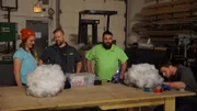 Rachel, Greg, and Lucas watch on skeptically as Chance assembles the clouds for Mayan build.