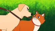 Hund Anton (l.) und die anderen Haustiere sind sauer auf Fuchs Iwo (r.), der so tut, als sei er einer von ihnen, und so den Platz eines anderen Haustieres eingenommen hat, das nun kein Zuhause mehr hat.