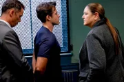 l-r: Detective Frank Cosgrove (Jeffrey Donovan), Niles Harper (Corey Cott), Lieutenant Kate Dixon (Camryn Manheim)