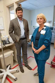 ATLANTA, GA. - Ian Crozier with nurse Jill Morgan who helped care for him when he was transported to Emory Hospital after contracting ebola.  â€¨â€¨(photo credit:  Asylum Entertainment)