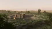 3D-Animation von Seahenge in seiner Blütezeit in prähistorischer Umgebung.