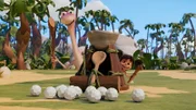 Was Minus Drei (l.) und Lucy mit dieser Golfballschleudermaschine anstellen wollen?