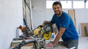 Host Evan Thomas works in the workshop, as seen on Bargain Block, Season 4.