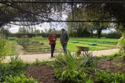 Frank Seibert (rechts) und Astrid Sprenger (links), Leiterin des Heilpflanzengartens von Weleda bei Schwäbisch-Gmünd.
