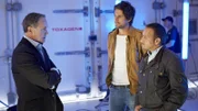 Ben (Tom Beck, 2.v.r.) und Semir (Erdogan Atalay, r.) erfahren von Kucharz (Rainer Laupichler), dem Chef der Biotechfirma, wie viel das geklaute Botox wert ist.