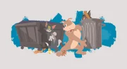 Quacker(2.v.l.) Tom(3.v.l.0 Spike(2.v.r.) Jerry(r.)