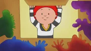 Sogar in seiner Spielzeugkiste sucht Caillou nach dem fehlenden Puzzle-Teil.