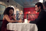 Grace (SAVANNAH BASLEY) and Brock (aka Nate) (JOSEPH CANNATA) at dinner