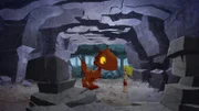 Tumtum will seinen Freund Tib beschützen und bringt ihn zur Sicherheit in eine Höhle im Wald.