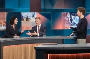Zu Gast bei Louis Klamroth (r.): v.l.n.r. Dorothee Bär (CSU, stellvertretende Parteivorsitzende) und Christian Lindner (FDP, Bundesvorsitzender).
