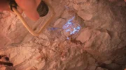 Bayden Pearse digs his way through the hard rock with a jackhammer, inch by inch