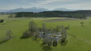Ein Teich auf der Wiese.