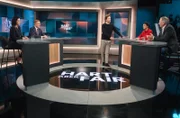 Zu Gast bei Louis Klamroth (M) v.l.n.r. Dorothee Bär (CSU, stellvertretende Parteivorsitzende), Christian Lindner (FDP, Bundesvorsitzender), Sahra Wagenknecht (BSW, Parteivorsitzende) und Jan van Aken (Die Linke, Parteivorsitzender).