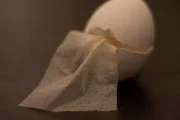Ein Ersatz für Plastikfolie, hergestellt aus Eierschalen.