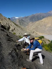 Himalayas: Nick Eyles digging out saligrams with Professor Upreti.