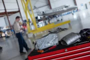 ATSB Investigators prepare to examine debris from Qantas Flight 32. The Airbus A380 was forced to make an emergency landing after the engine exploded over Batam Island, Indonesia.
