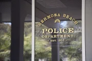 Hermosa Beach PD window.