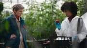 Die Biologin Esther (Selome Emnetu, re.) untersucht auf einer Plantage einige auffällige Tomaten.