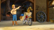 Freddy möchte mit seinen Freunden am liebsten auf Maschinella mit ins Grüne fahren, statt auf einem Pferd zu reiten.