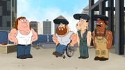 (v.l.n.r.) Peter Griffin; Joe Swanson; Glenn Quamire; Cleveland Griffin