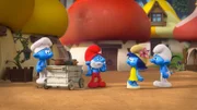 Papa Schlumpf ist wenig begeistert von der Idee, eine Party mit Gargamel zu feiern.