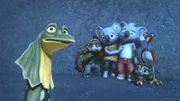 Blinky, Katie, Sugar, Spike und Robert fürchten sich vor einem weißen Gespenst, nur Jacko zeigt sich furchtlos.