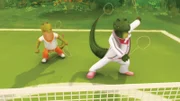 Botschafter Krokodilus und Dieter sind starke Gegner beim Flitze-Ball-Turnier.